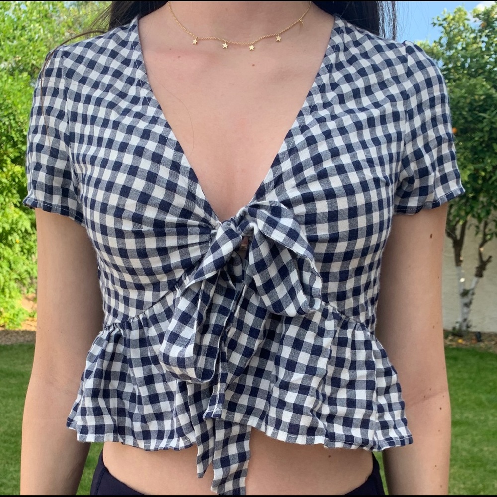 brandy melville tie front plaid
